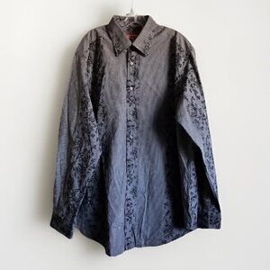 Report Collection Men Stripped Floral Long Sleeve Button-Up Shirt Size XLT